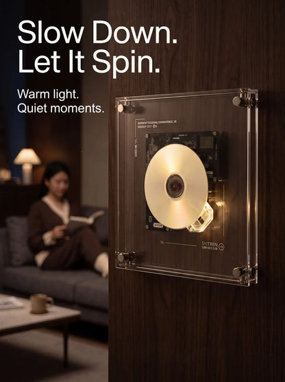 🎼 MusicFrame — a living art CD player with transparent frame, album display, Hi-Fi audio, Bluetooth & AUX, anti-shock playback, and wall/desktop mounting.